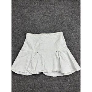 7 For All Mankind Skort Womens 30 White Denim Mini Flounce Hem Zip Back Casual